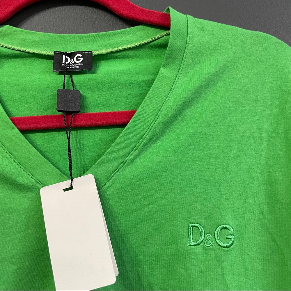 D&G Men's M Lime V Neck Tshirt/ Undershirt